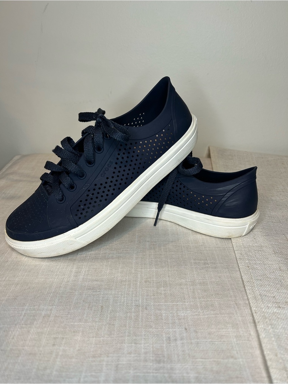 Crocs role Navy Perforated Lace-Up Women's Sneakers
